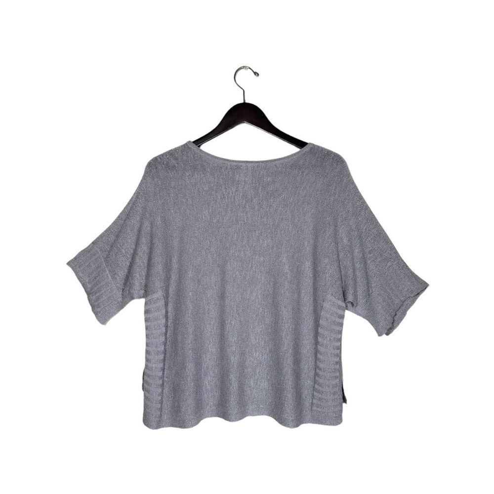 Anthropology Women's Short Dolman Sleeves Oversized Knit Silver Sweater Size XS - Picture 3 of 11